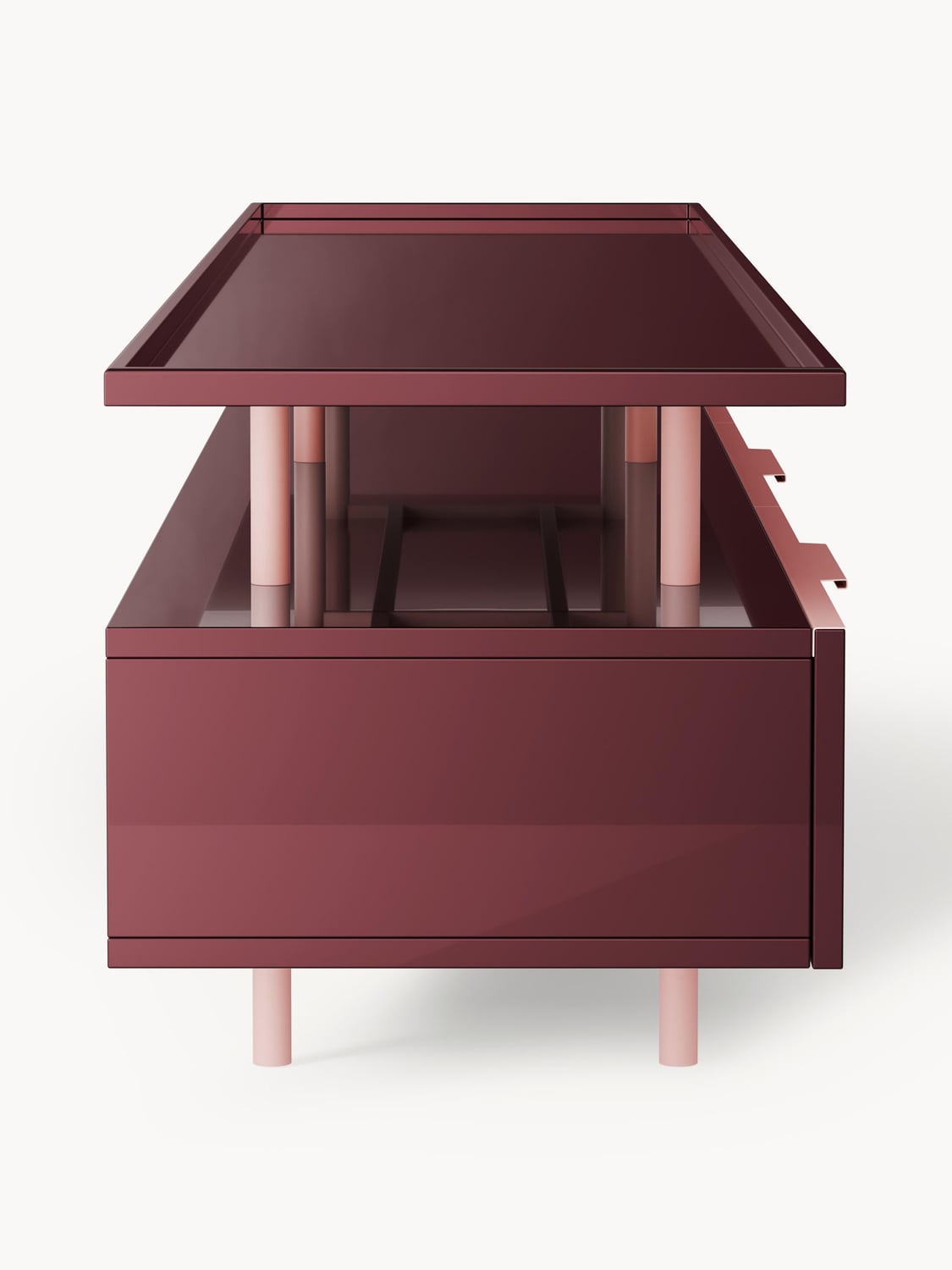 Lennie High-Gloss Lowboard — Taupe
