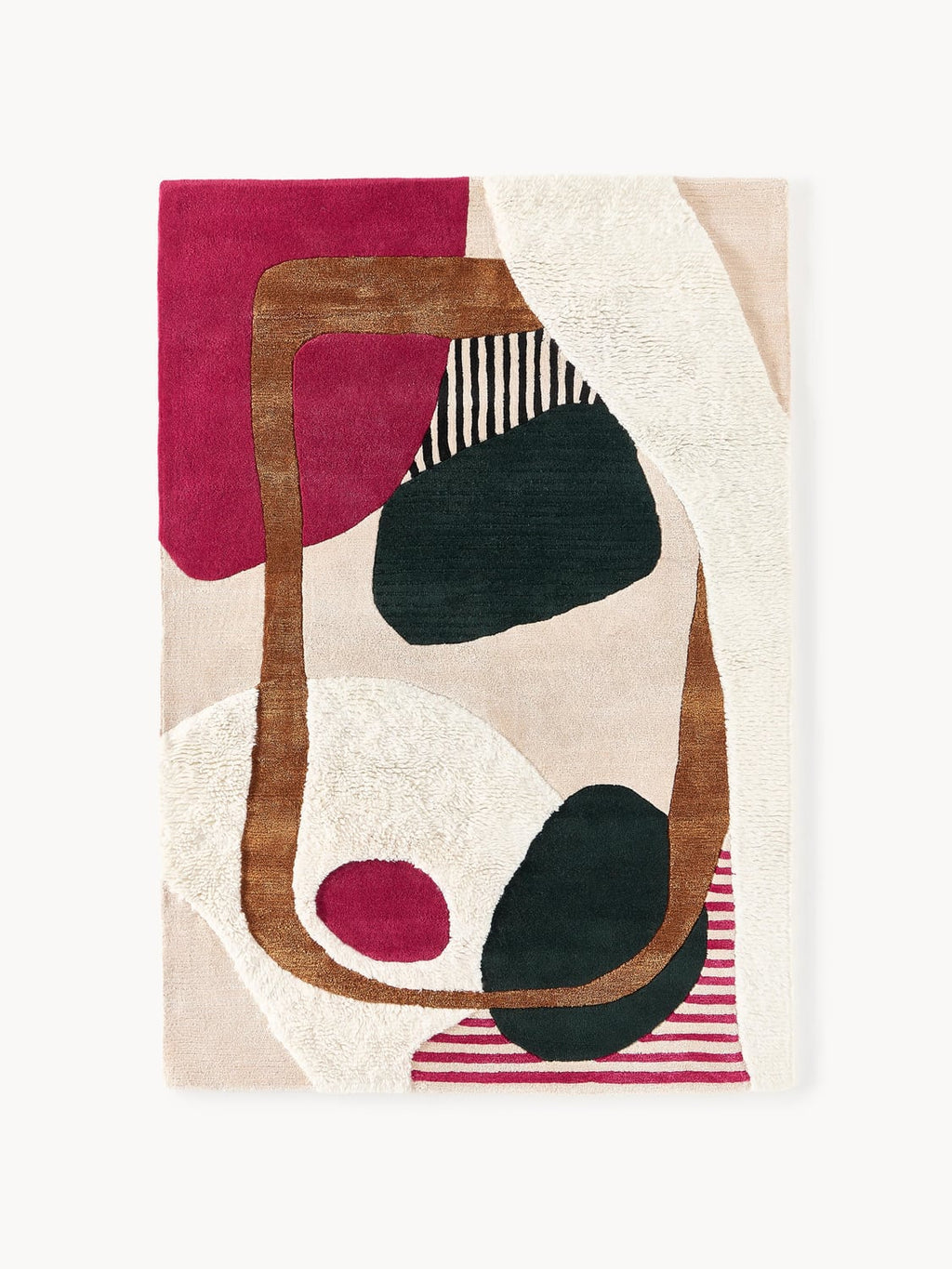 Rosco Hand-Tufted Wool Rug with High-Low Texture — Taupe