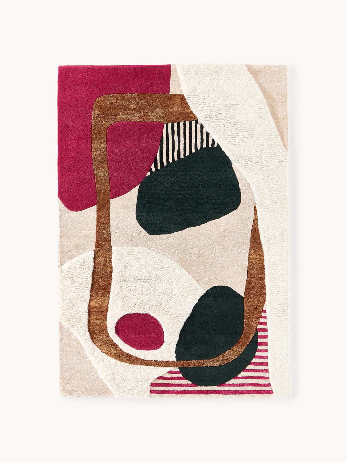 Rosco Hand-Tufted Wool Rug with High-Low Texture — Taupe