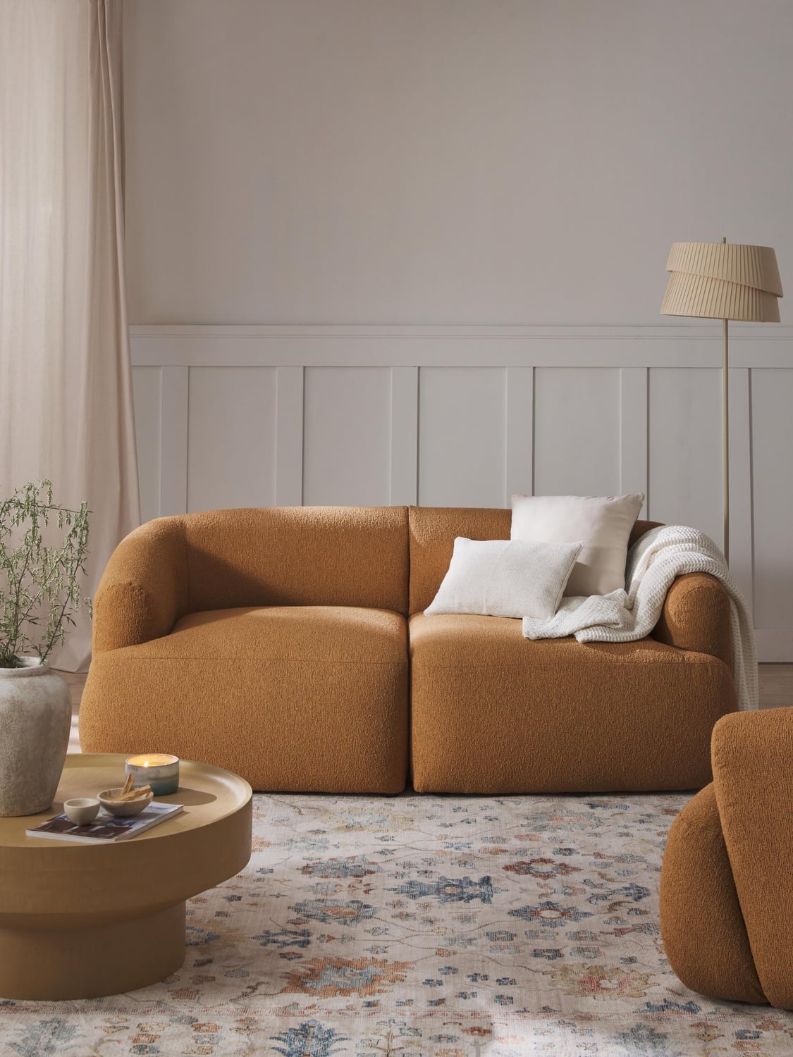 Sofia Modular Bouclé Sofa (2-seater) — Caramel