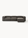 Lennon Modular Sofa (4-seater) in Leather with Ottoman (left/right) — Dark Grey