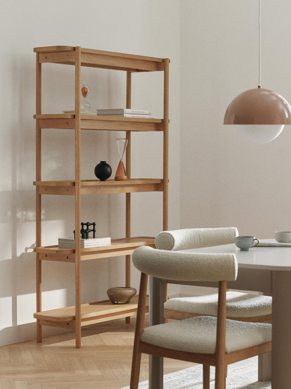 Libby Tall Wooden Shelving Unit — Sand
