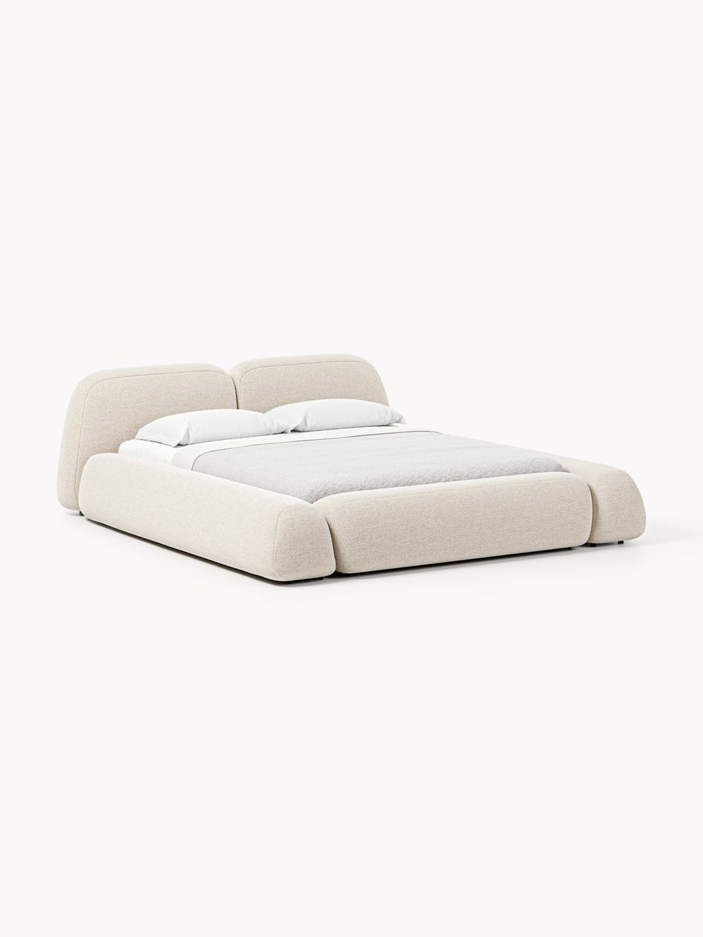Wolke Bouclé Upholstered Bed with Storage — Off-White