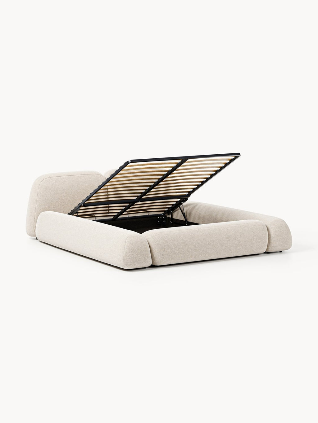 Wolke Bouclé Upholstered Bed with Storage — Off-White