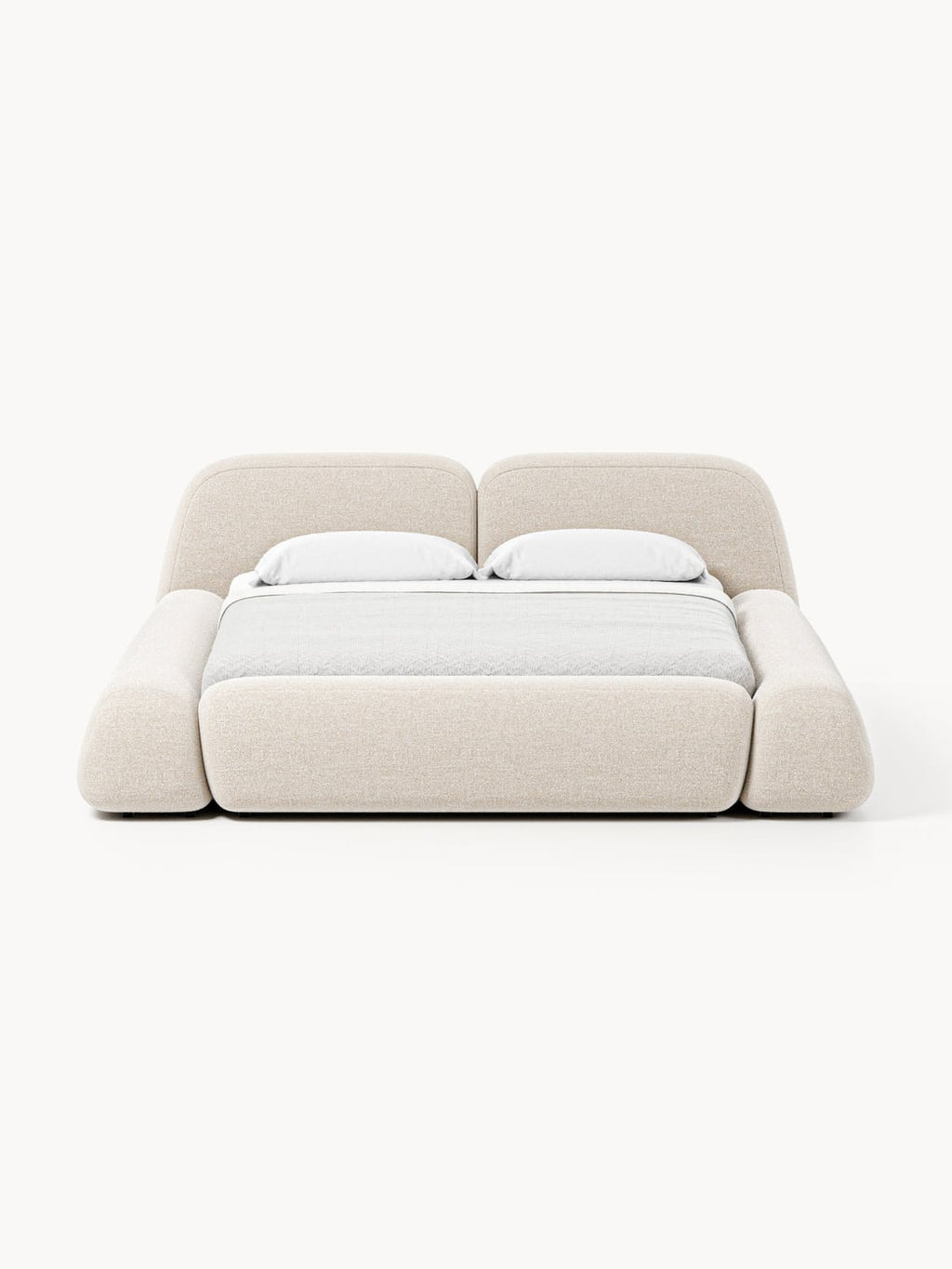 Wolke Bouclé Upholstered Bed with Storage — Off-White