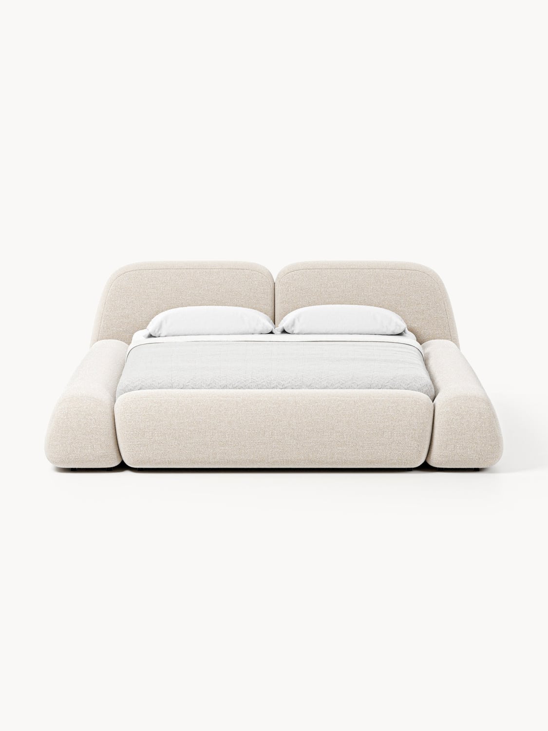 Wolke Bouclé Upholstered Bed with Storage — Off-White