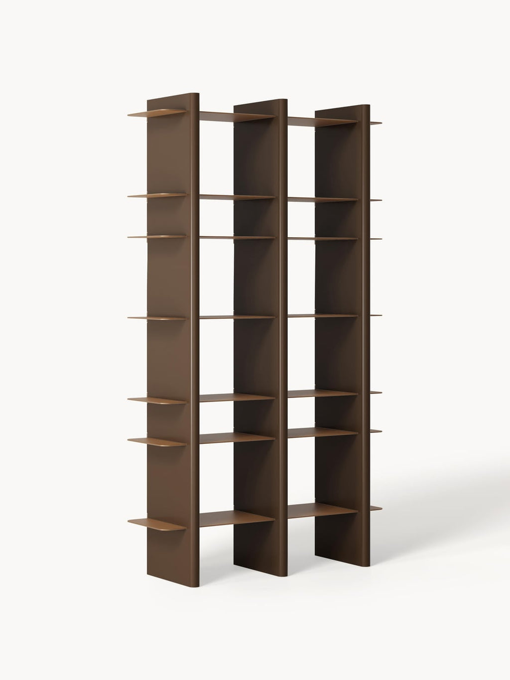 Rami Tall Shelving Unit with Metal Elements — Brown