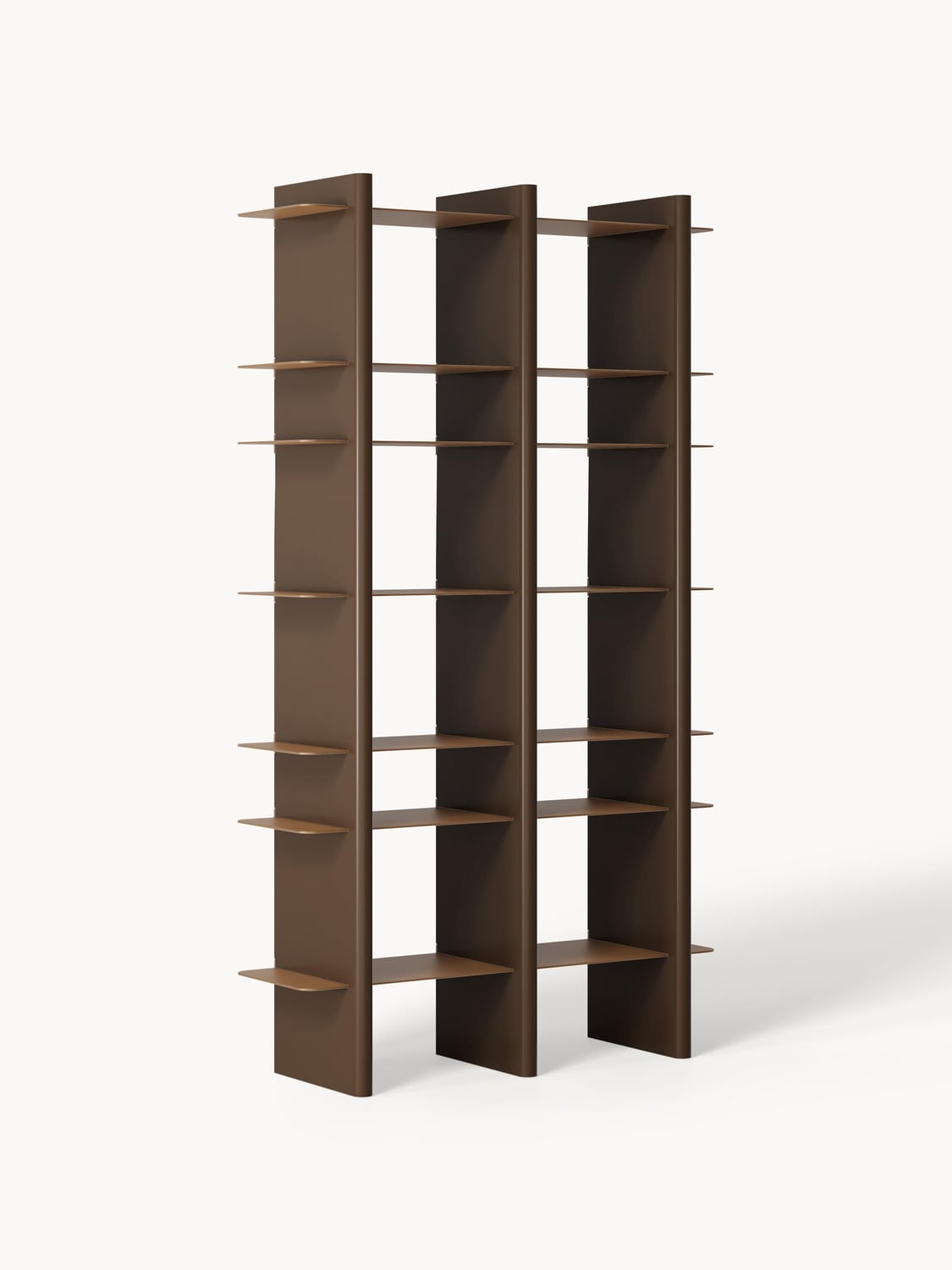 Rami Tall Shelving Unit with Metal Elements — Brown