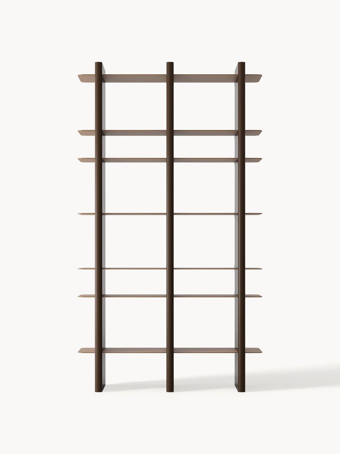 Rami Tall Shelving Unit with Metal Elements — Brown