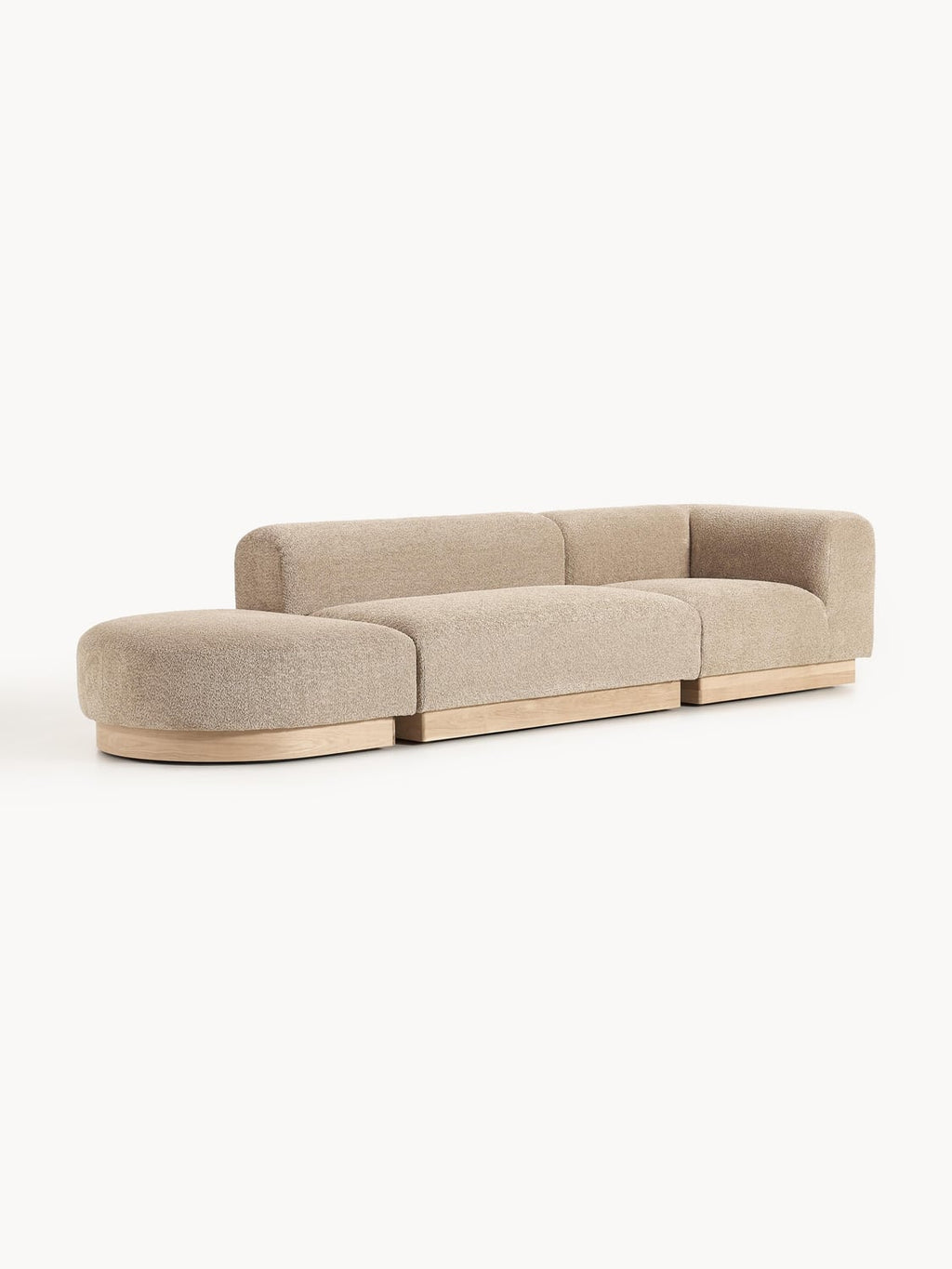 Natalie Modular Ottoman in Teddy Bouclé with Ottoman (left/right) — Oatmeal