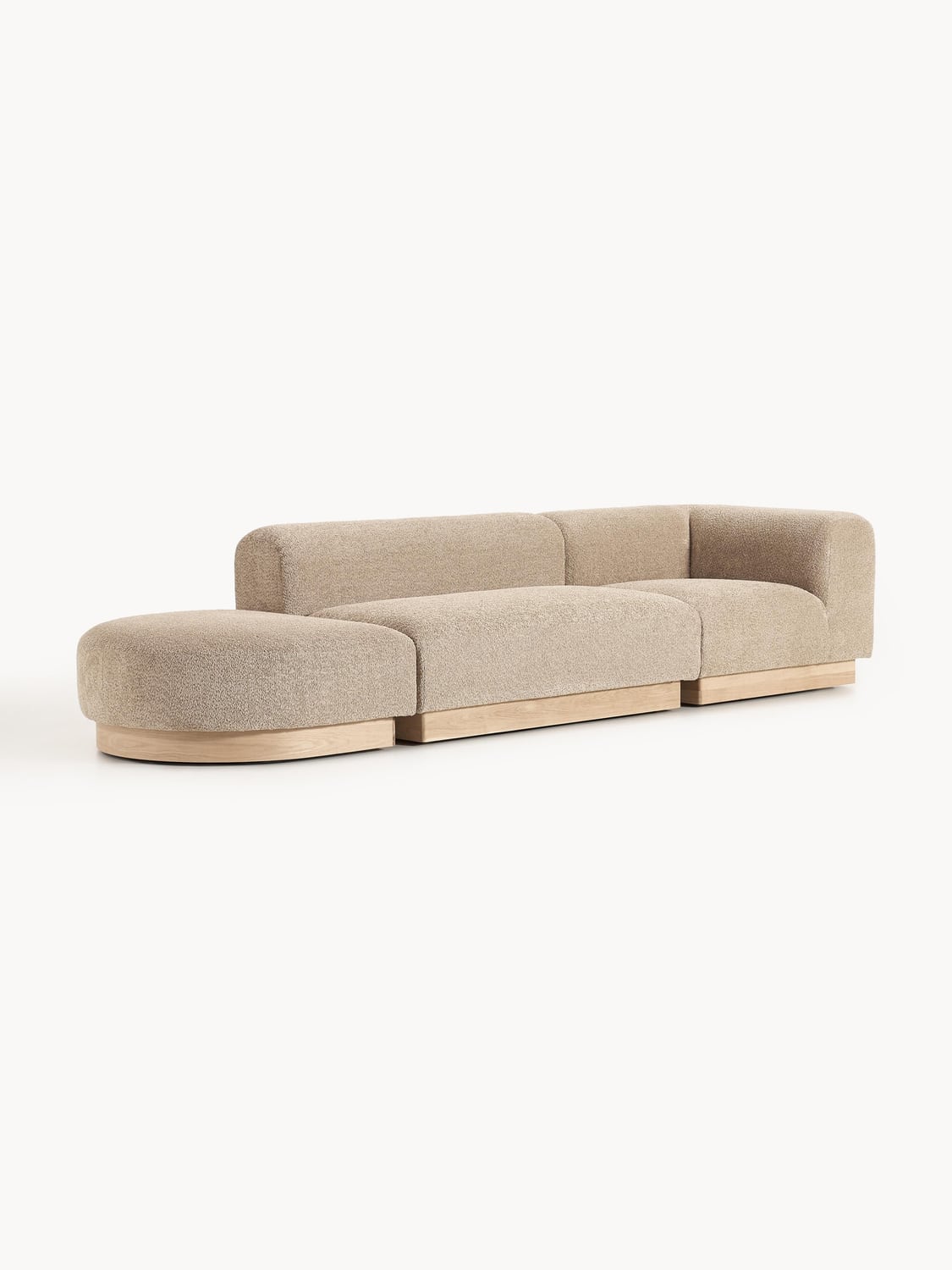 Natalie Modular Ottoman in Teddy Bouclé with Ottoman (left/right) — Oatmeal