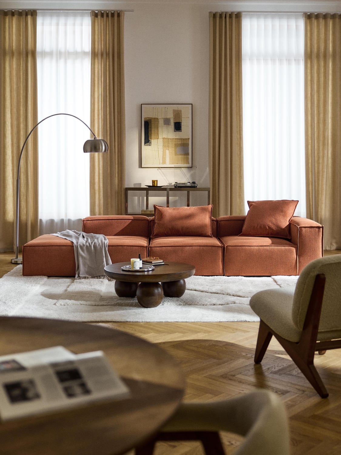 Lennon Modular XL Ottoman — Terracotta