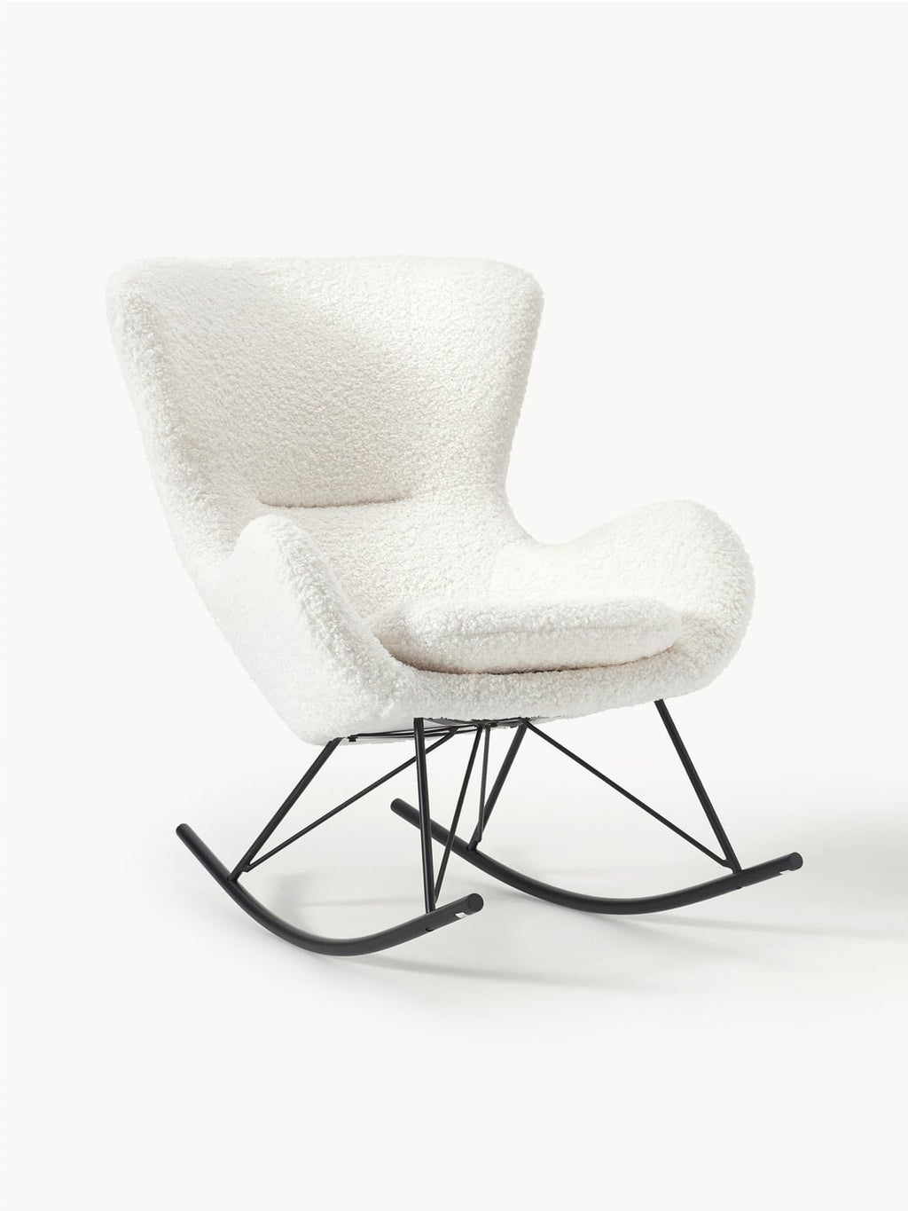 Wing Teddy Rocking Chair with Metal Legs — Light Grey