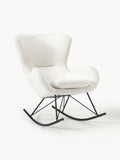 Wing Teddy Rocking Chair with Metal Legs — Light Grey