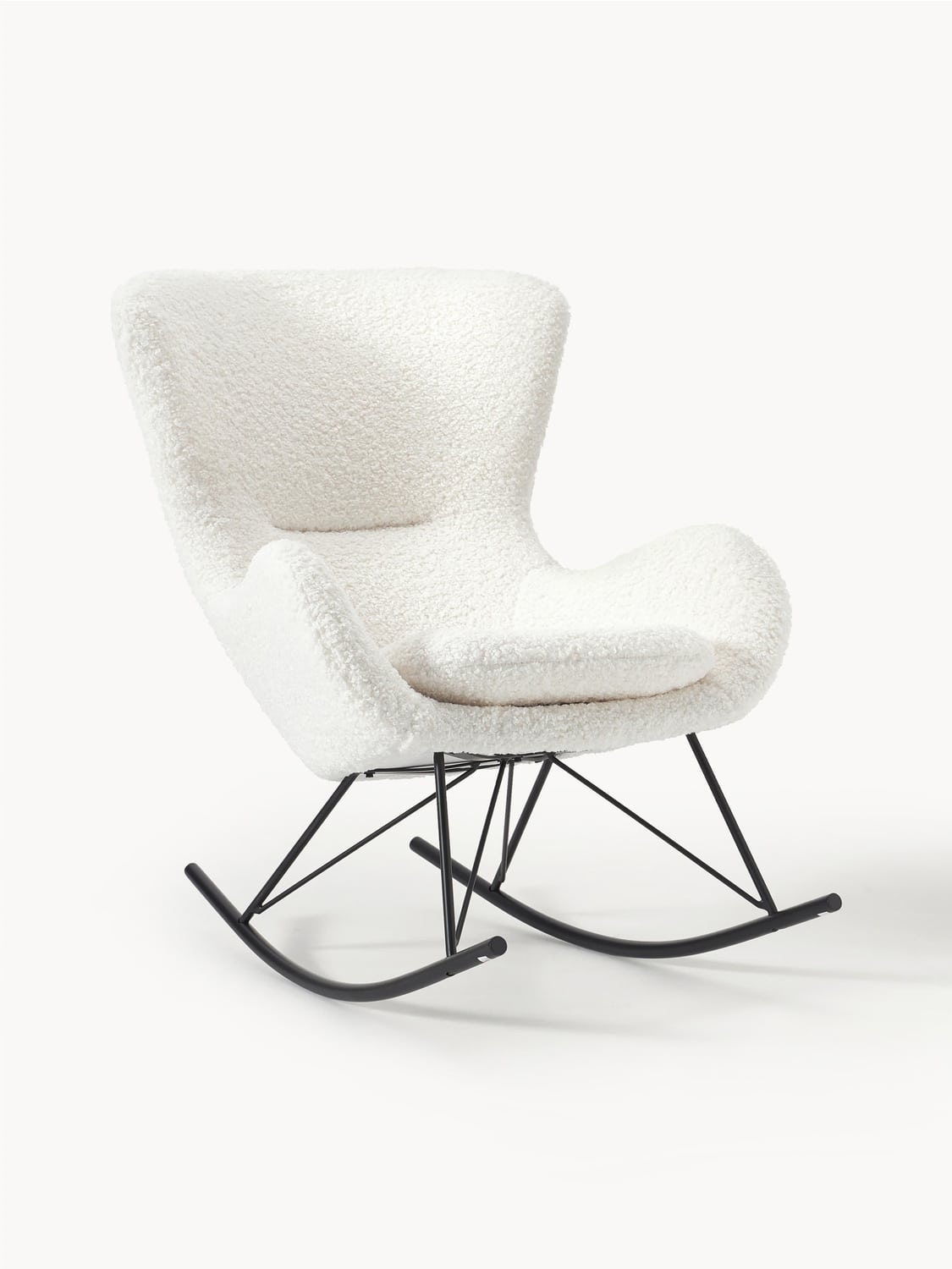Wing Teddy Rocking Chair with Metal Legs — Light Grey