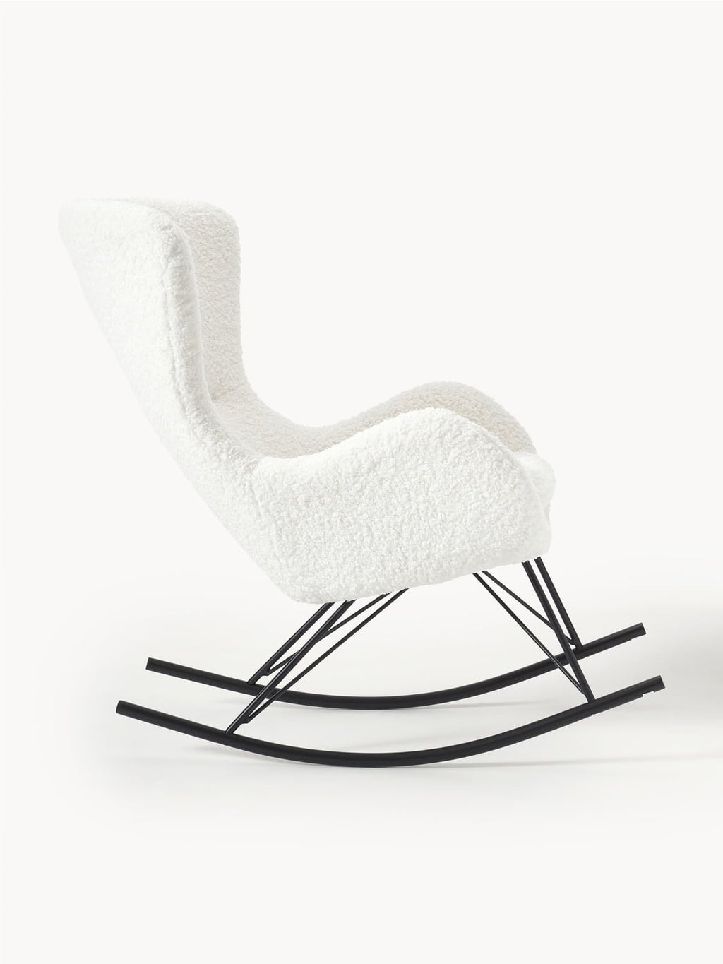 Wing Teddy Rocking Chair with Metal Legs — Light Grey