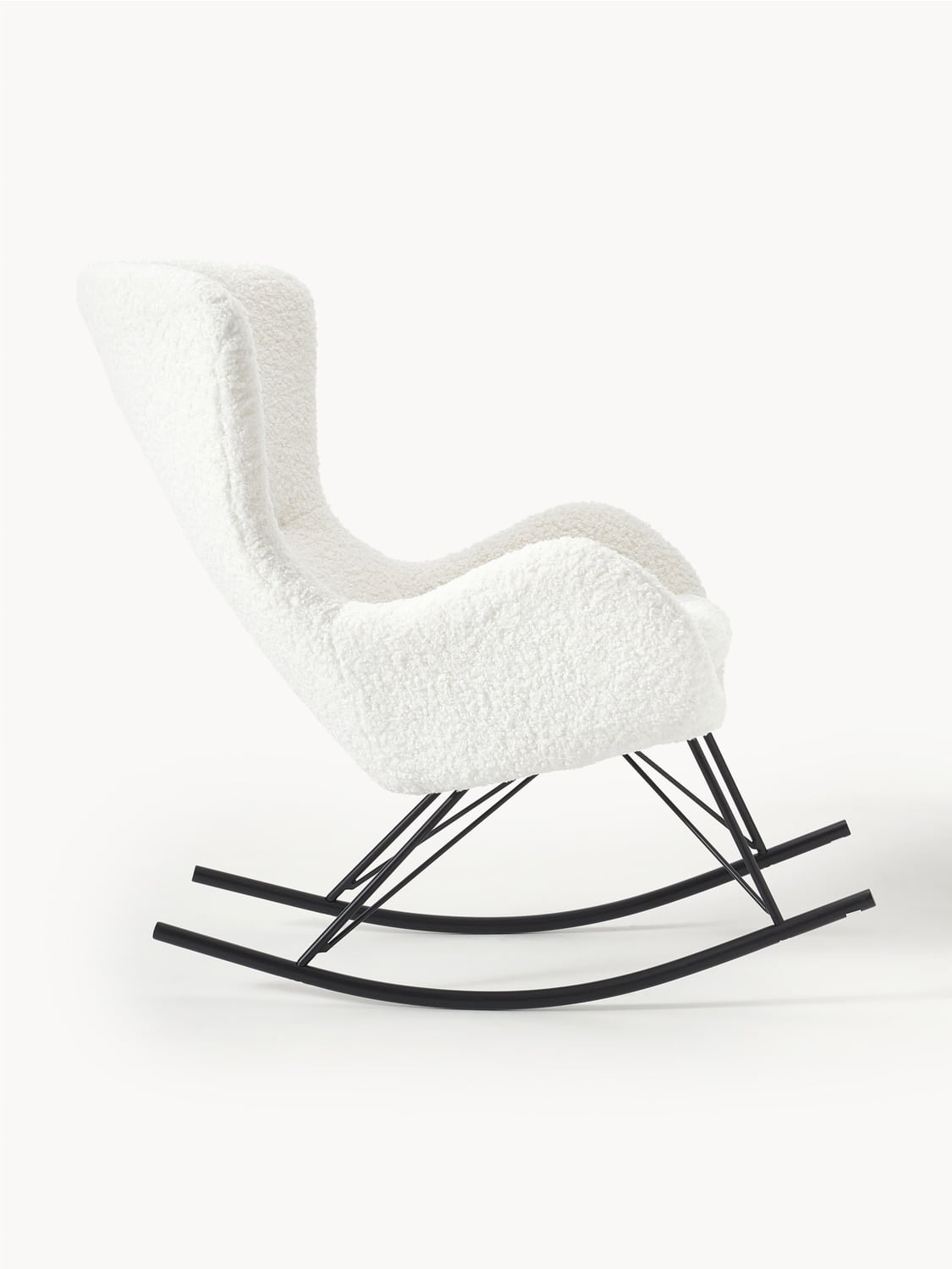 Wing Teddy Rocking Chair with Metal Legs — Light Grey