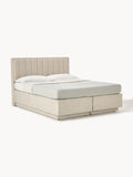 Livia Box-Spring Bed with Storage — Light Grey
