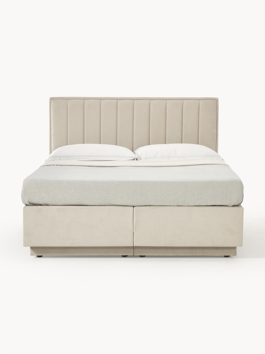 Livia Box-Spring Bed with Storage — Light Grey