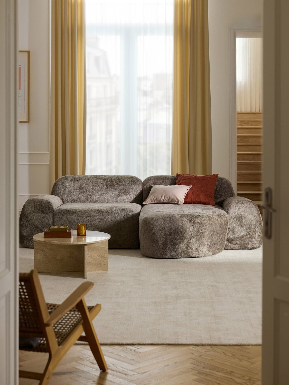 Wolke Modular Teddy Bouclé Corner Sofa (3-seater) — Taupe