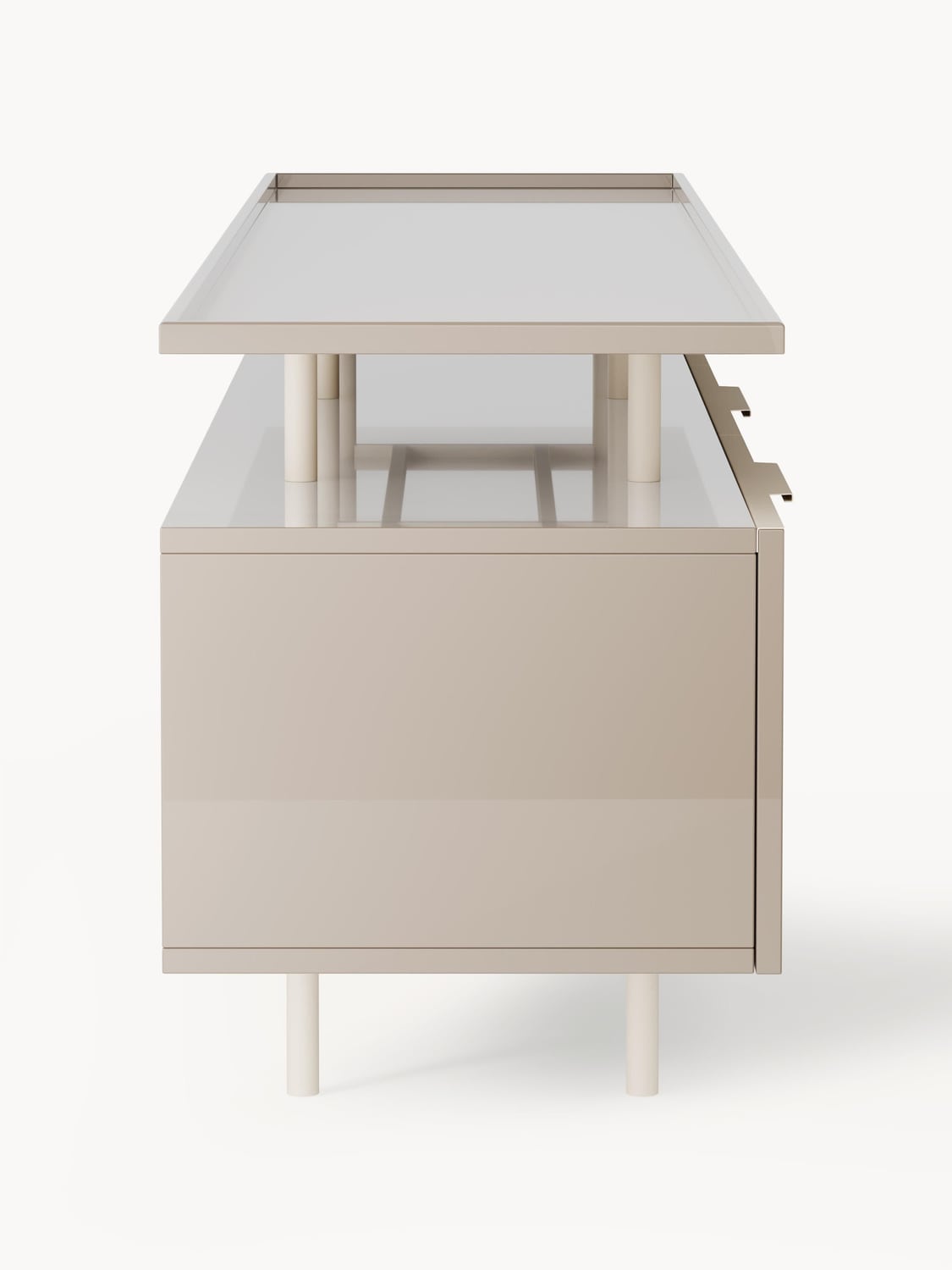 Lennie High-Gloss Sideboard — Oatmeal