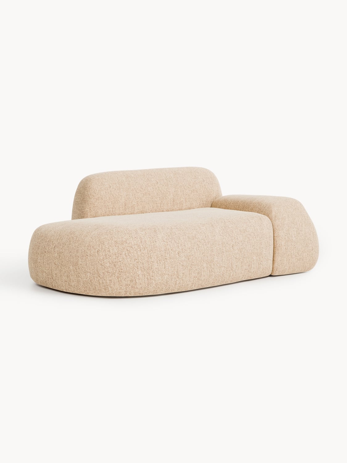 Wolke Bouclé Sofa (2-seater) with Chaise Longue — Beige