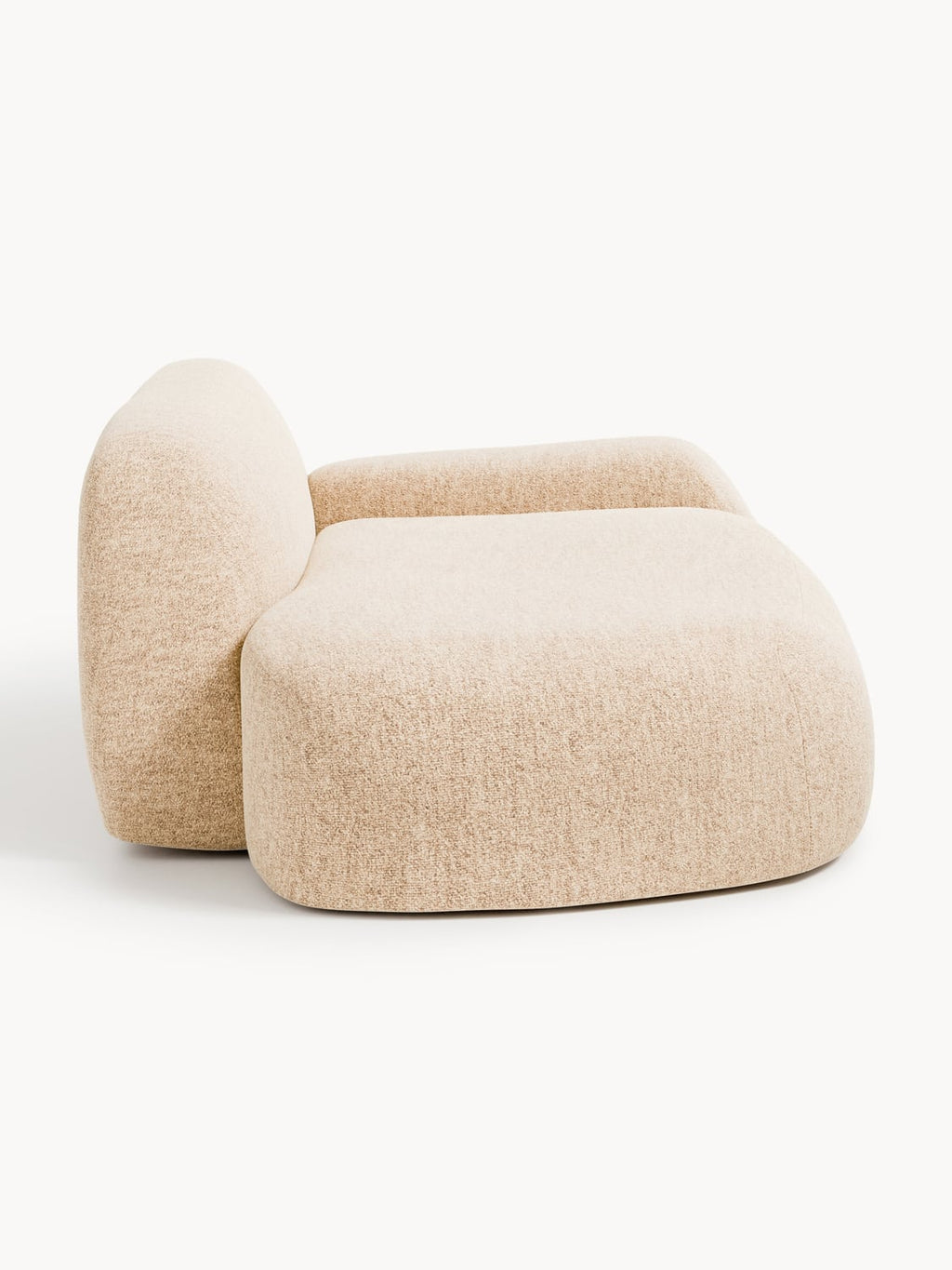 Wolke Bouclé Sofa (2-seater) with Chaise Longue — Beige