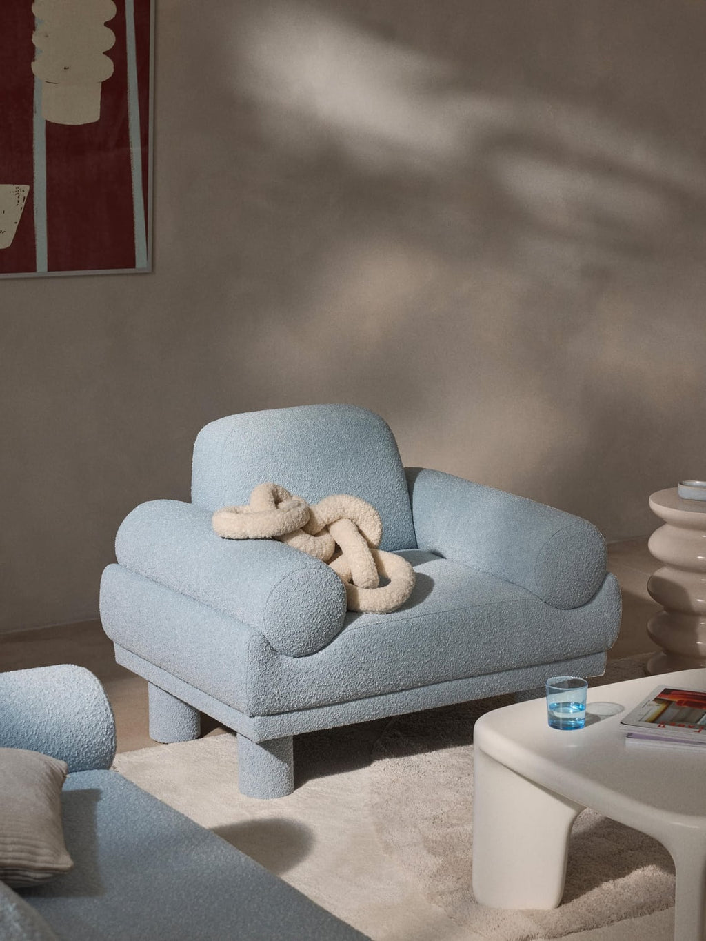 Lilo Bouclé Armchair — Light Blue