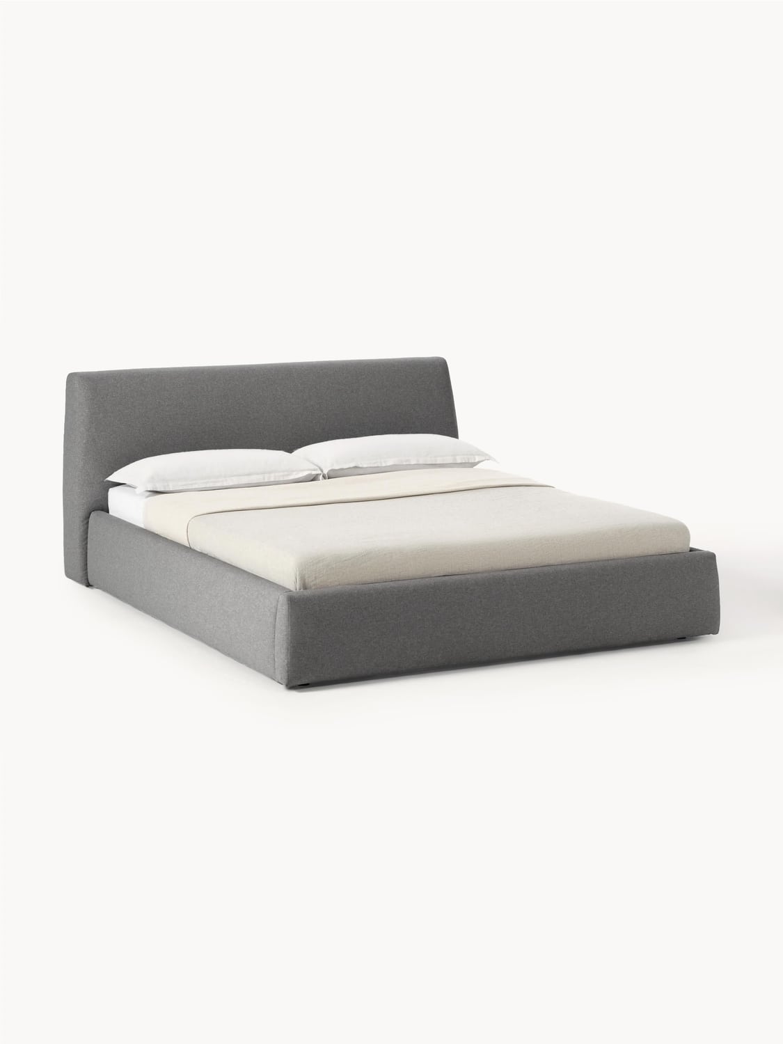 Cloud Upholstered Bed with Storage — Grey