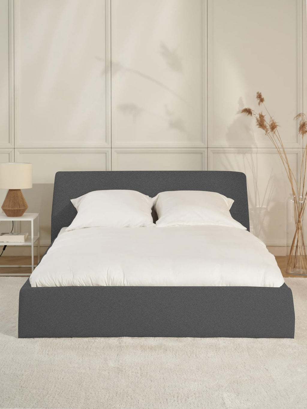 Cloud Upholstered Bed with Storage — Grey