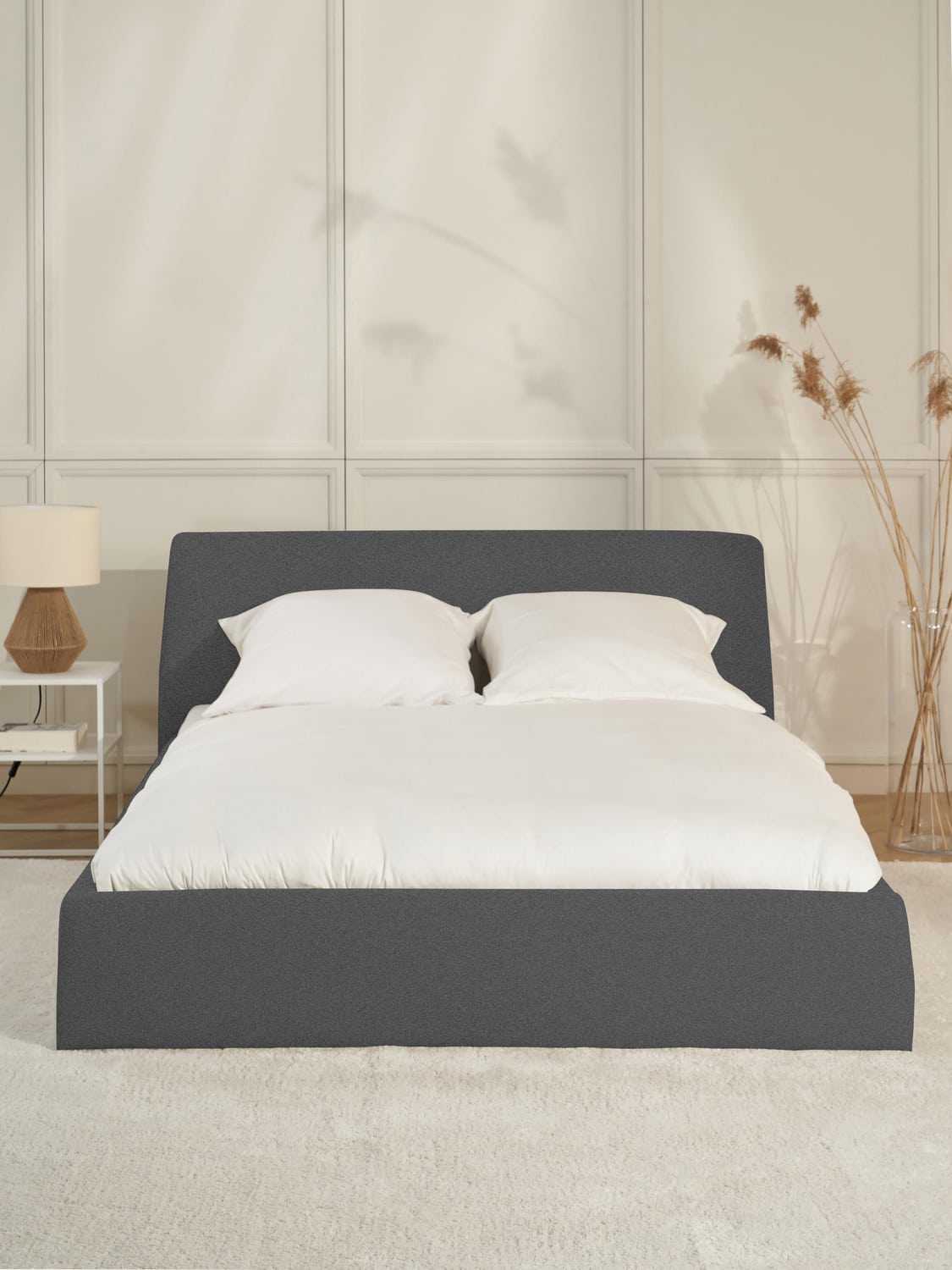 Cloud Upholstered Bed with Storage — Grey