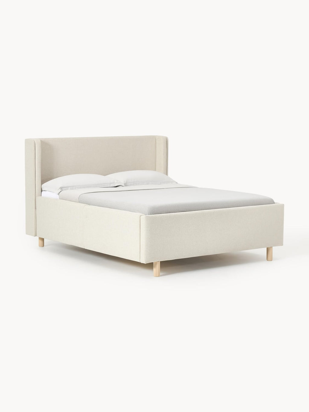 Arche Upholstered Bed with Drawers — Light Grey