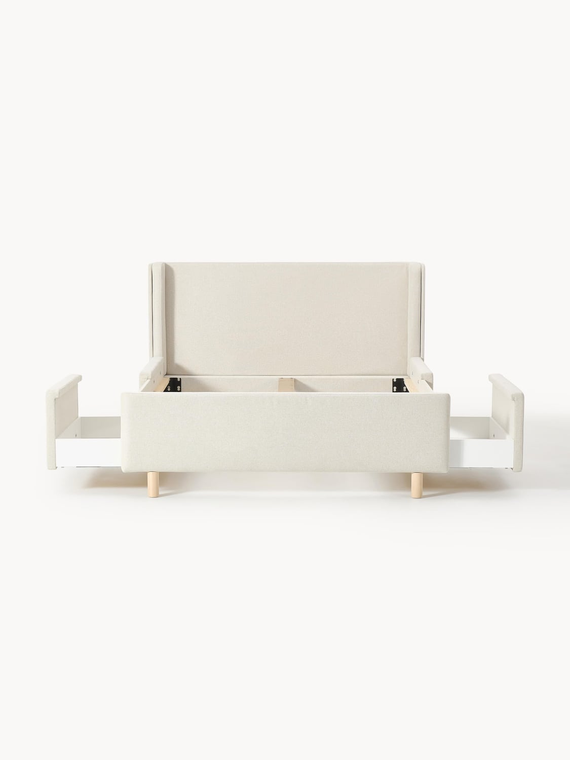 Arche Upholstered Bed with Drawers — Light Grey