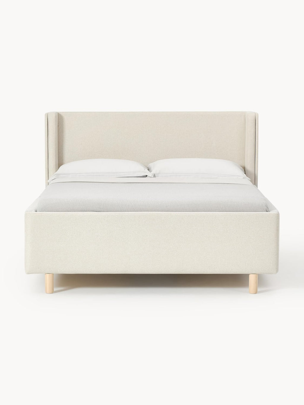 Arche Upholstered Bed with Drawers — Light Grey