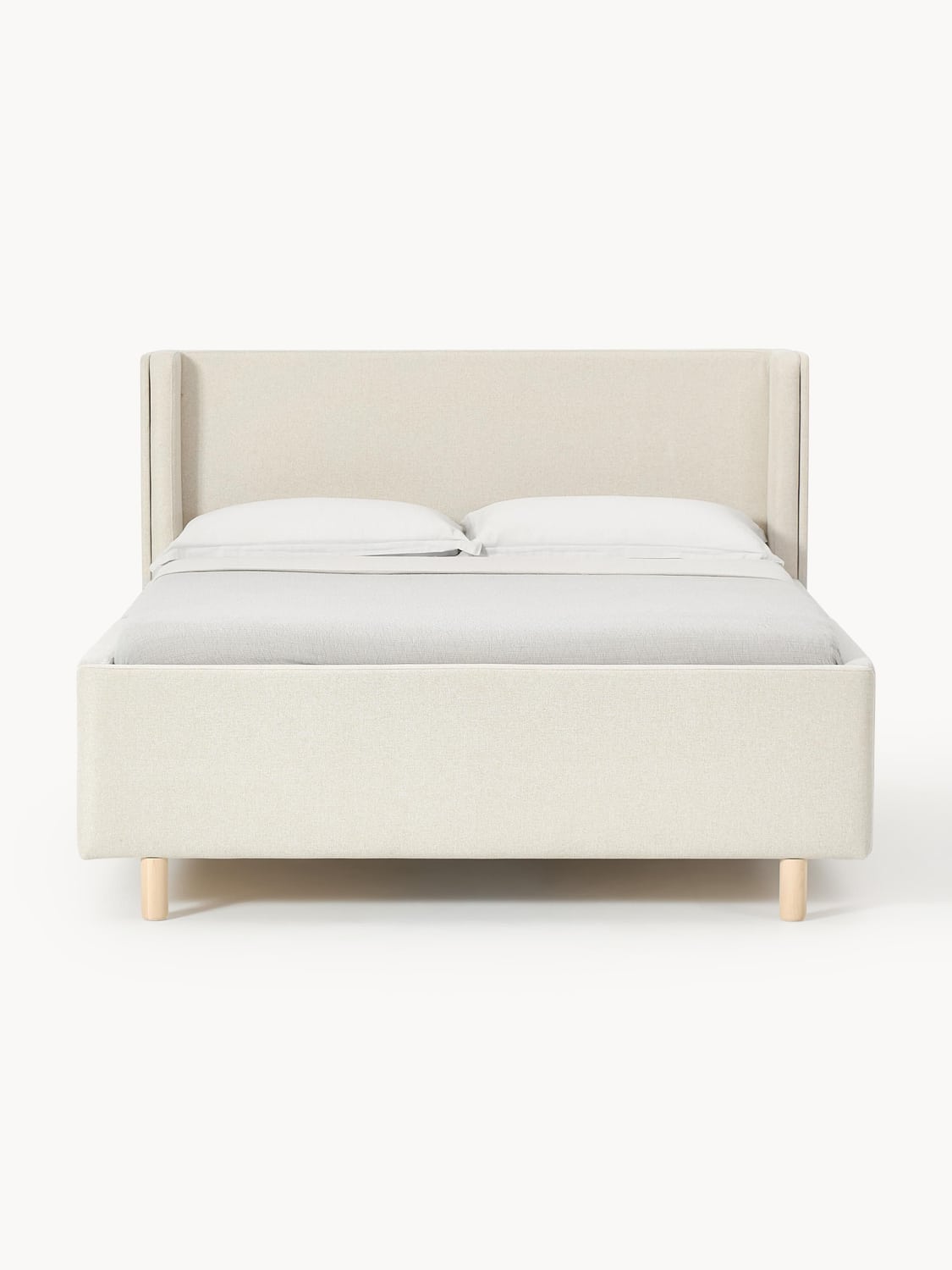 Arche Upholstered Bed with Drawers — Light Grey