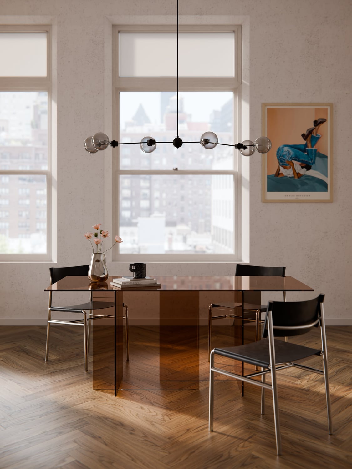 Anouk Dining Table in Glass, 180 x 90 cm — Terracotta