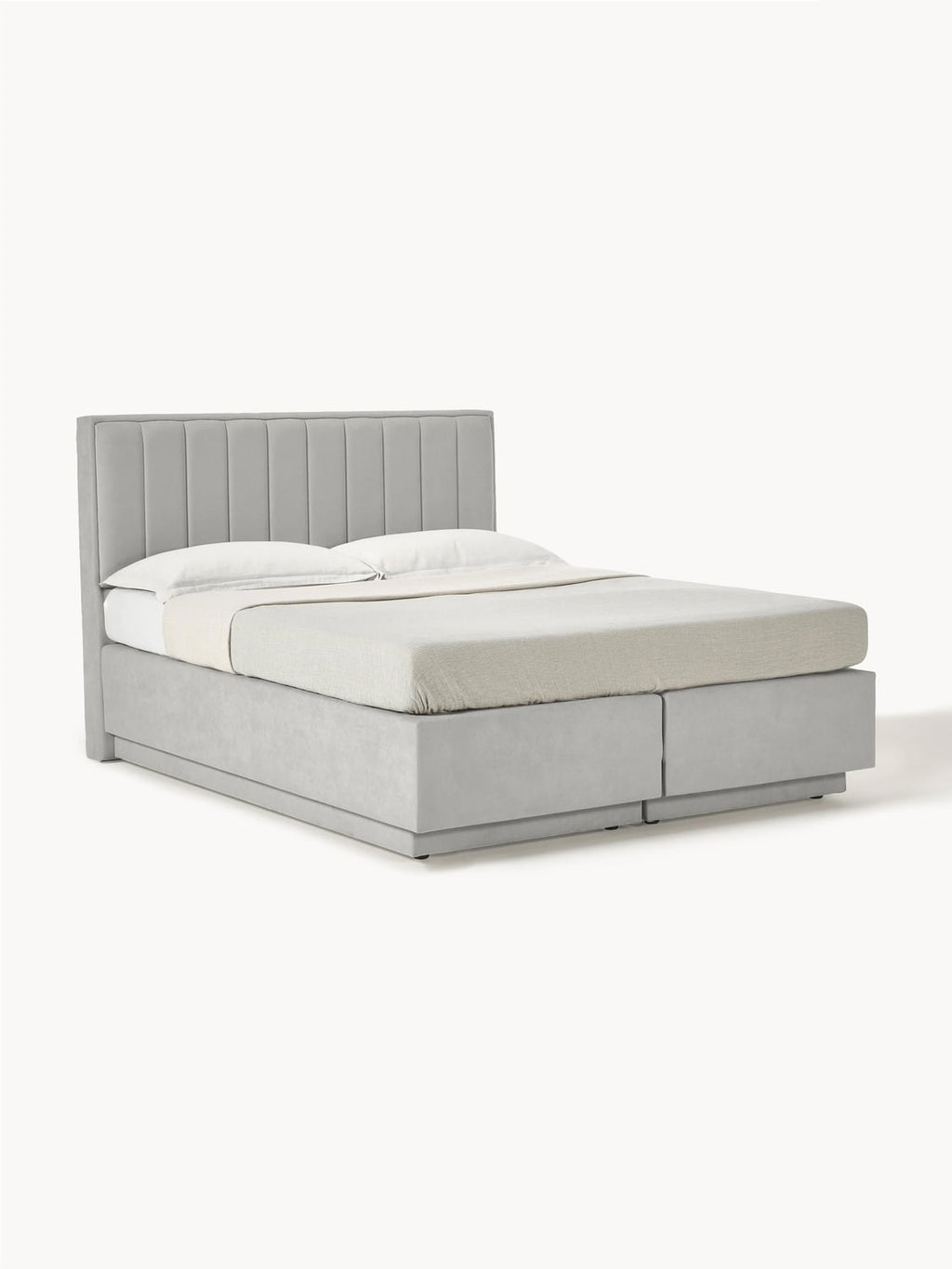 Livia Box-Spring Bed with Storage — Pearl Grey