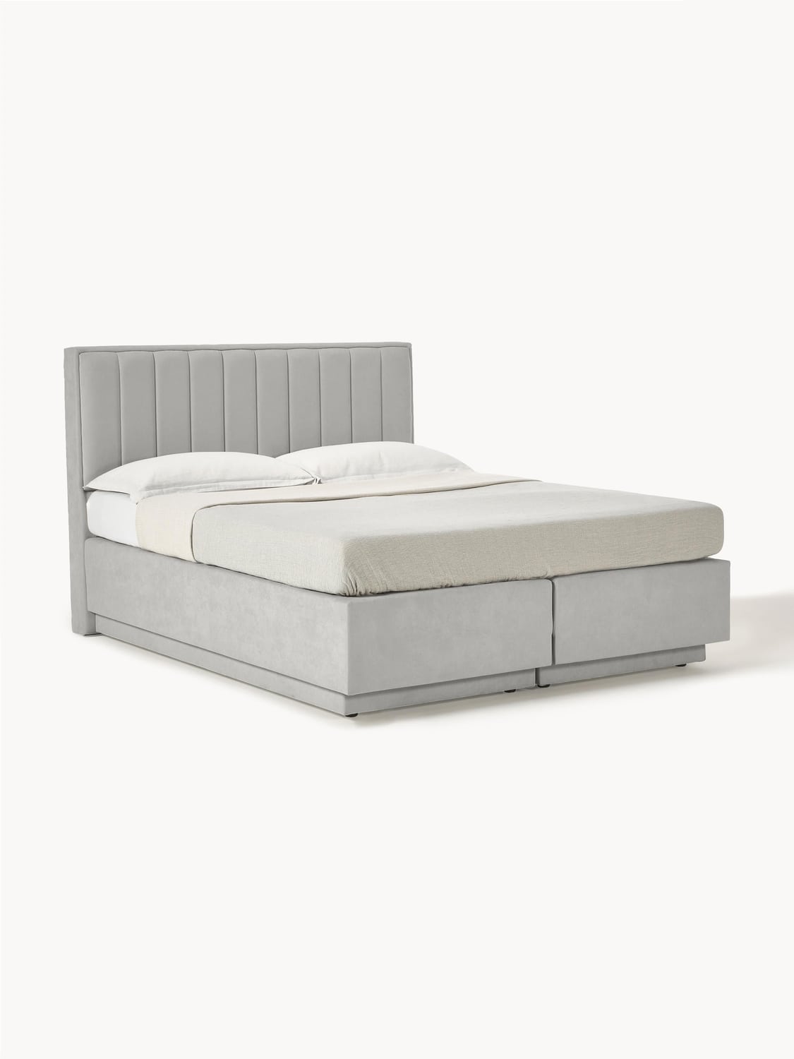 Livia Box-Spring Bed with Storage — Pearl Grey