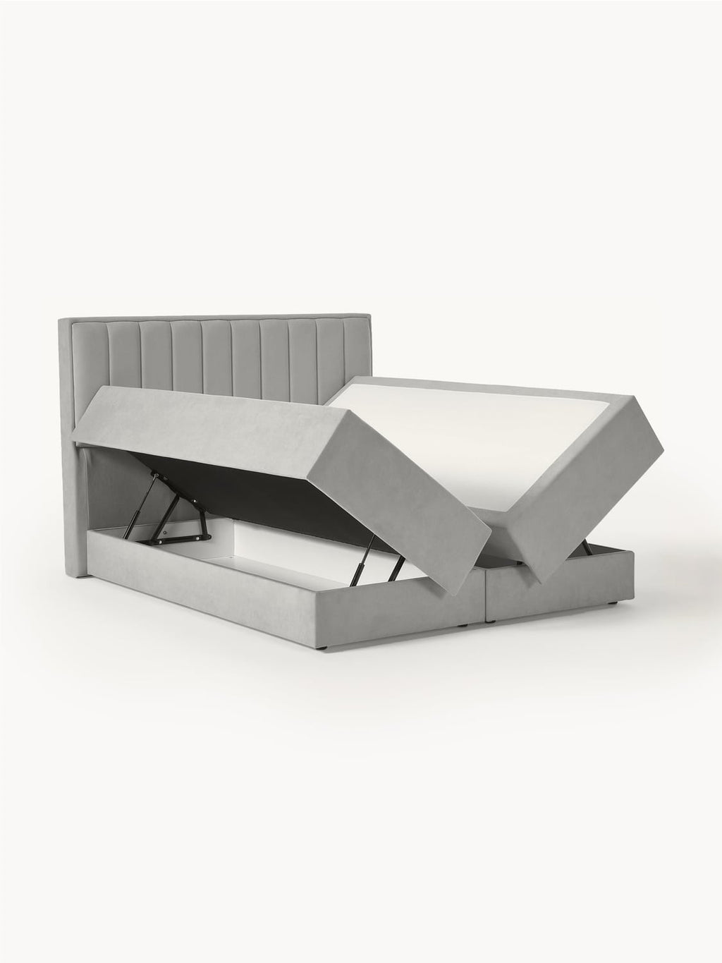 Livia Box-Spring Bed with Storage — Pearl Grey