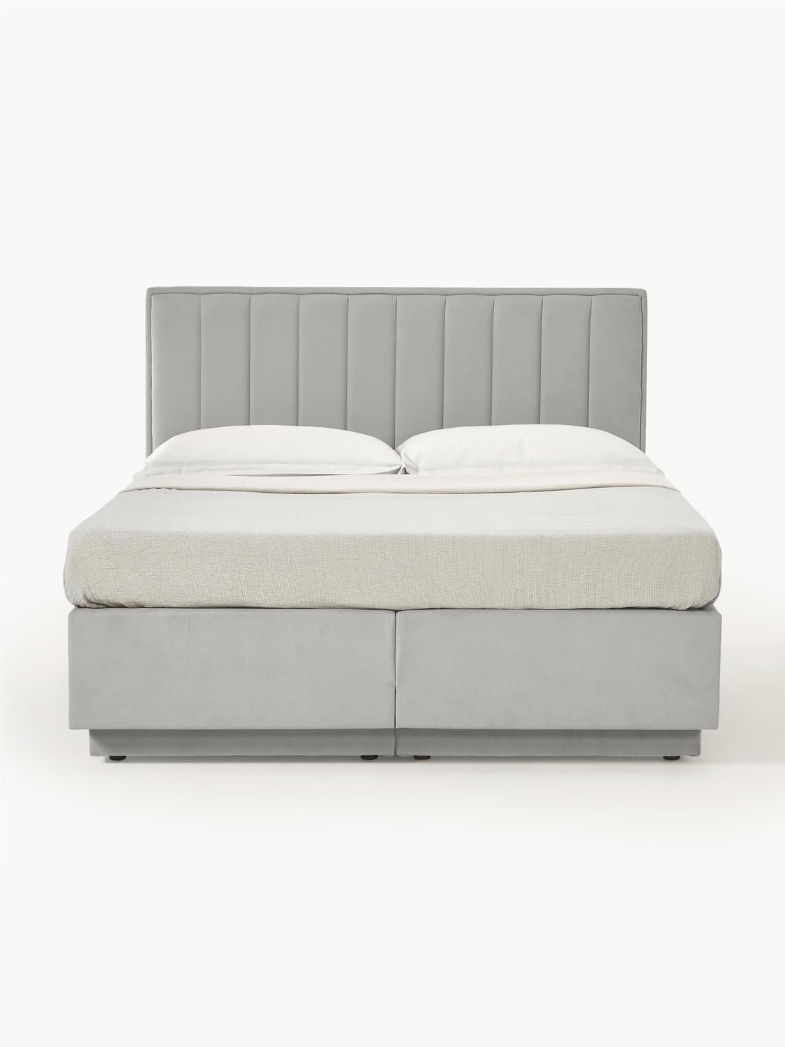 Livia Box-Spring Bed with Storage — Pearl Grey