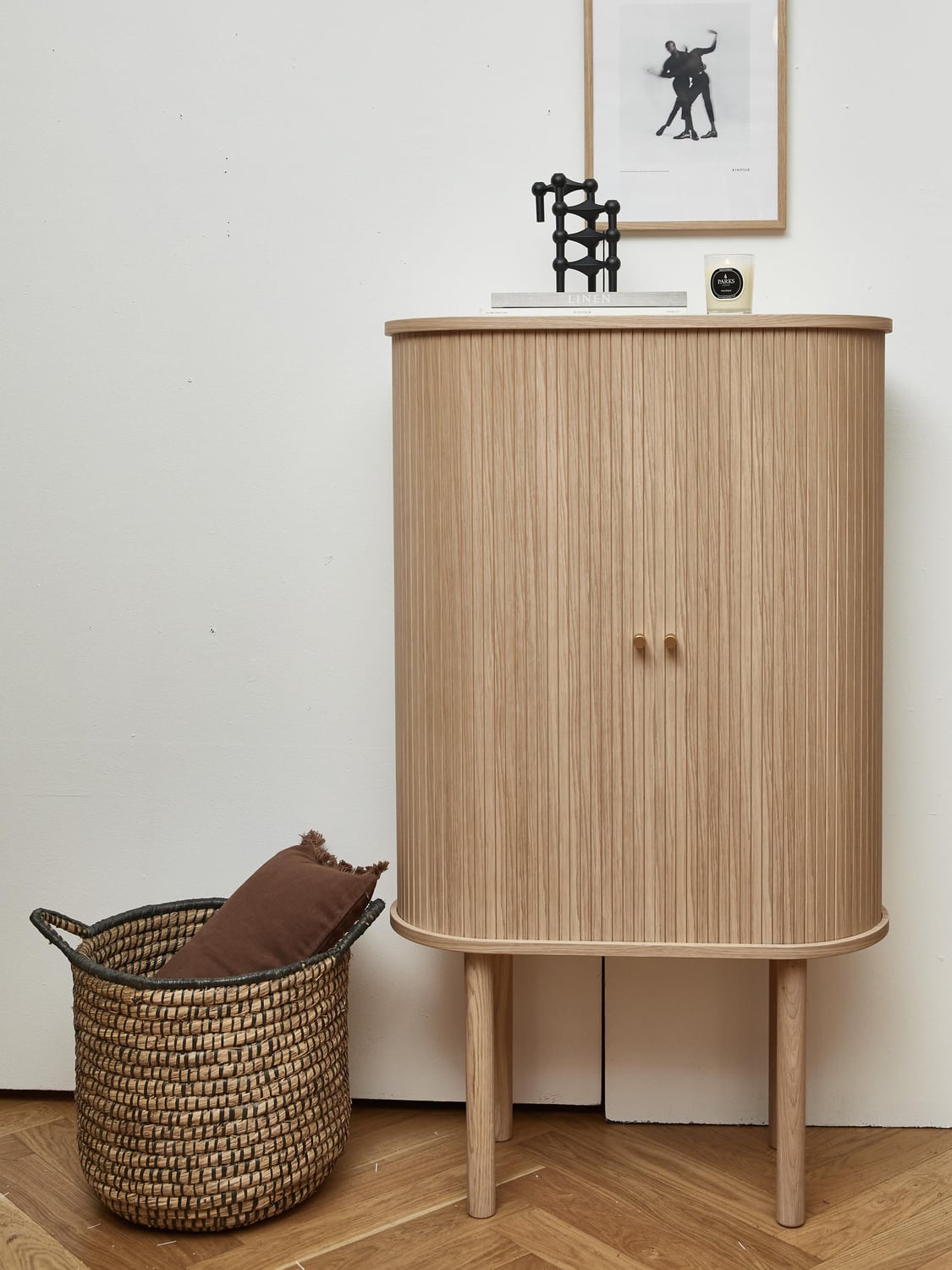 Calary Highboard with Fluted Front — Sand
