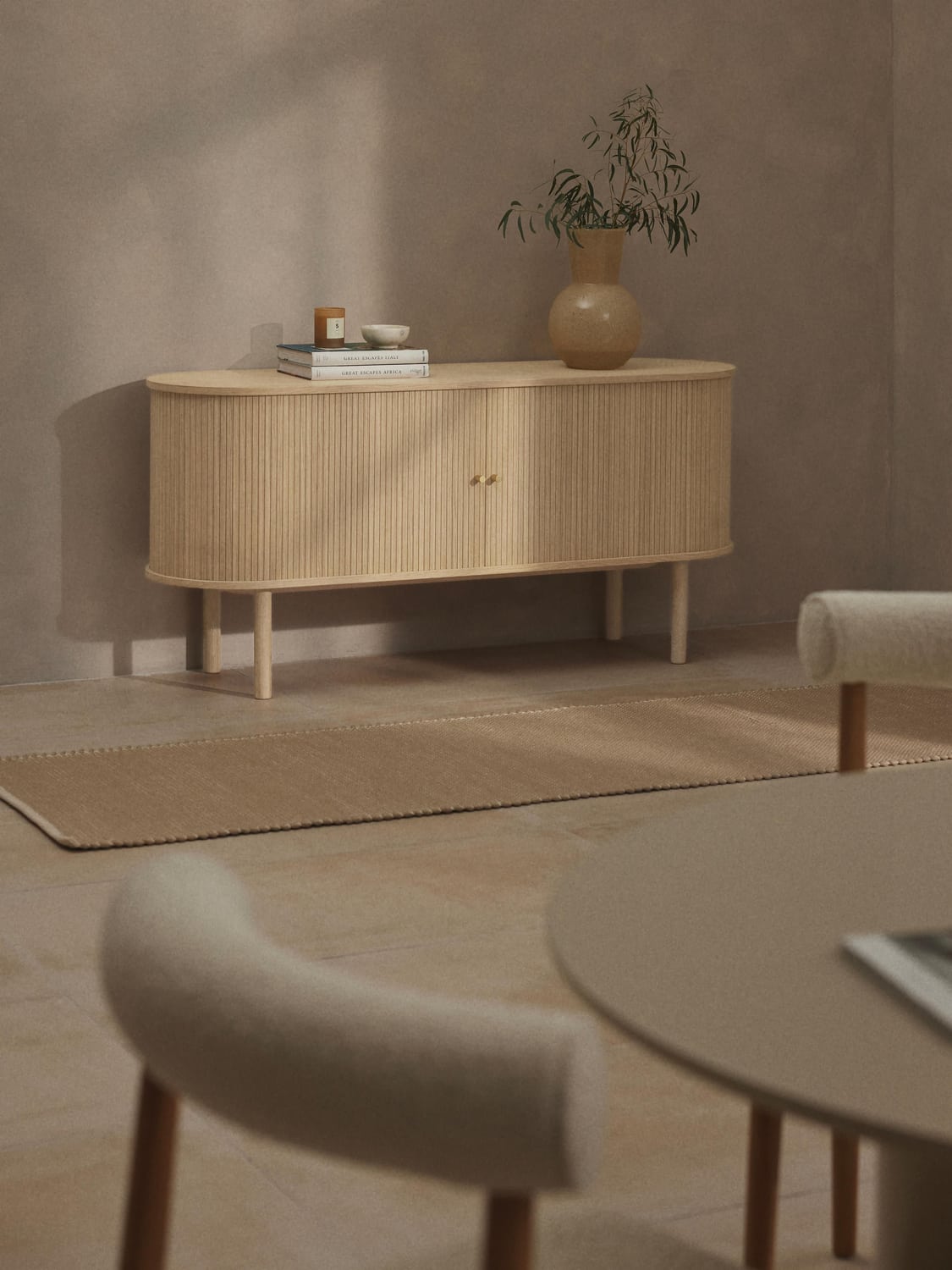 Calary Sideboard with Fluted Front — Oatmeal