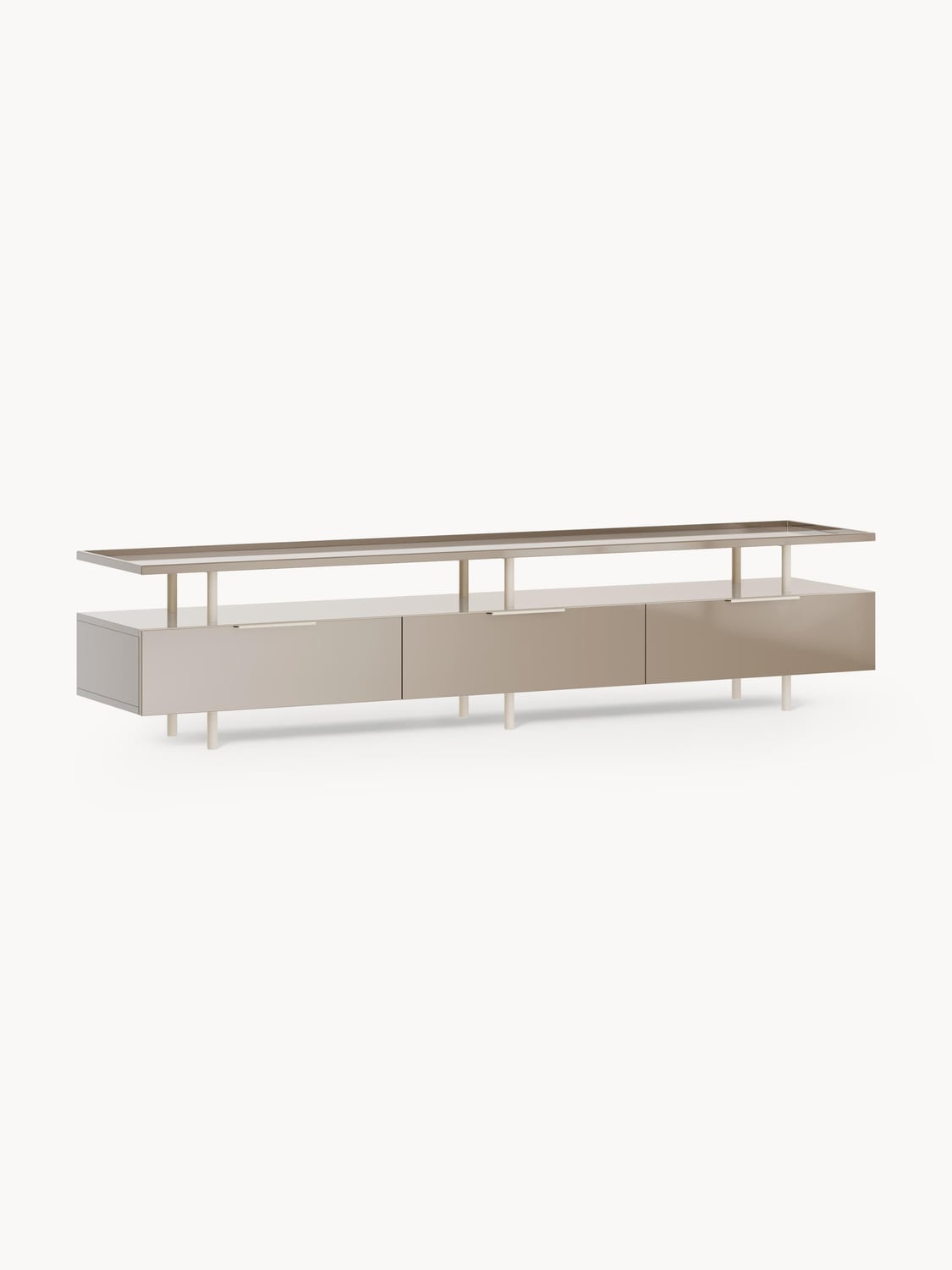 Lennie High-Gloss Lowboard — Light Grey