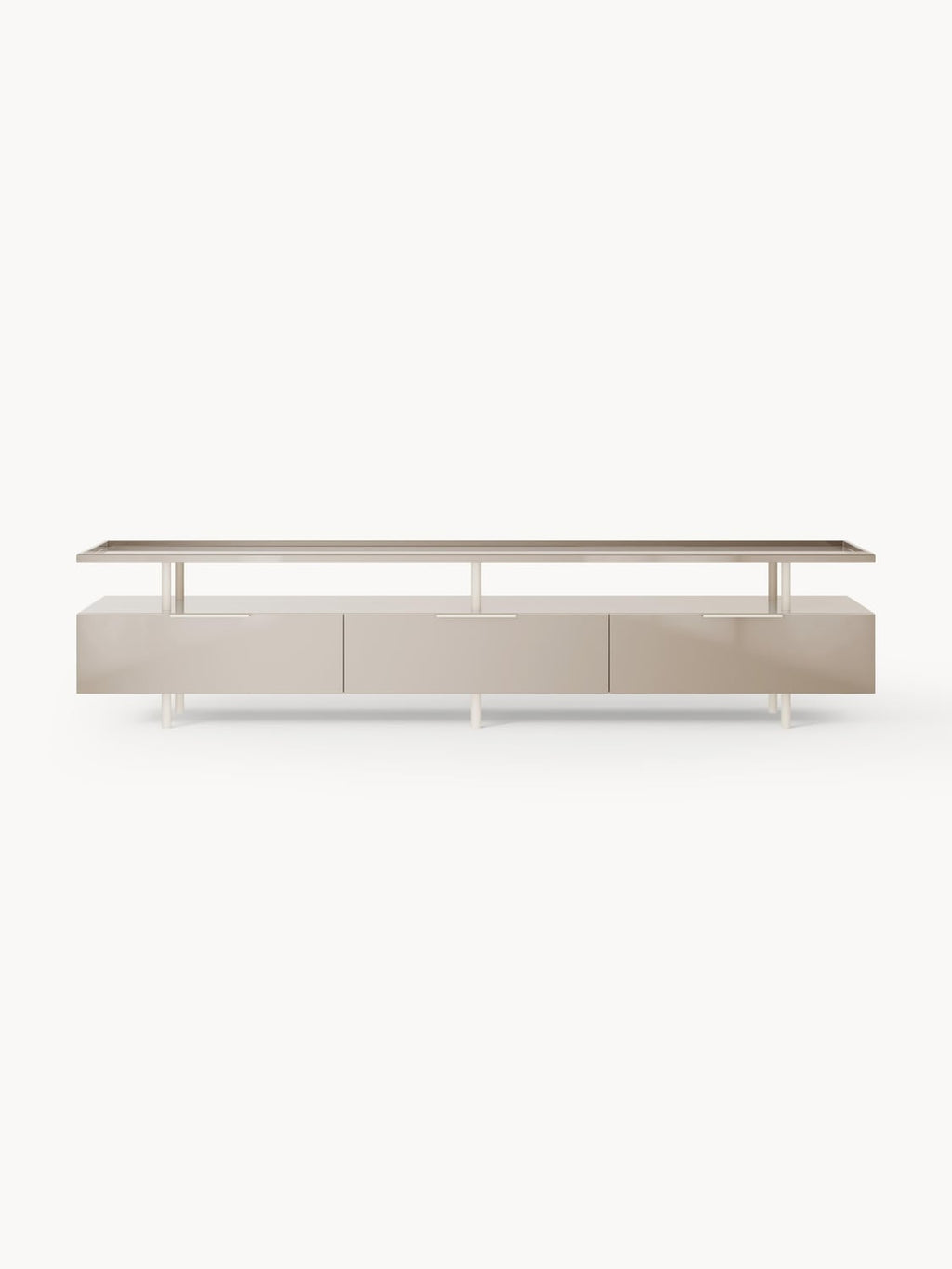 Lennie High-Gloss Lowboard — Light Grey