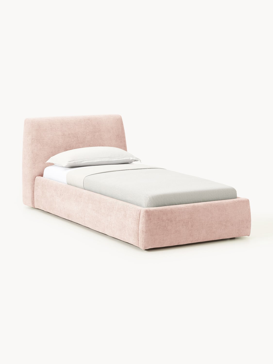 Cloud Upholstered Single Bed — Blush