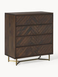 Luca Chest of Drawers in Mango Wood with Herringbone Pattern