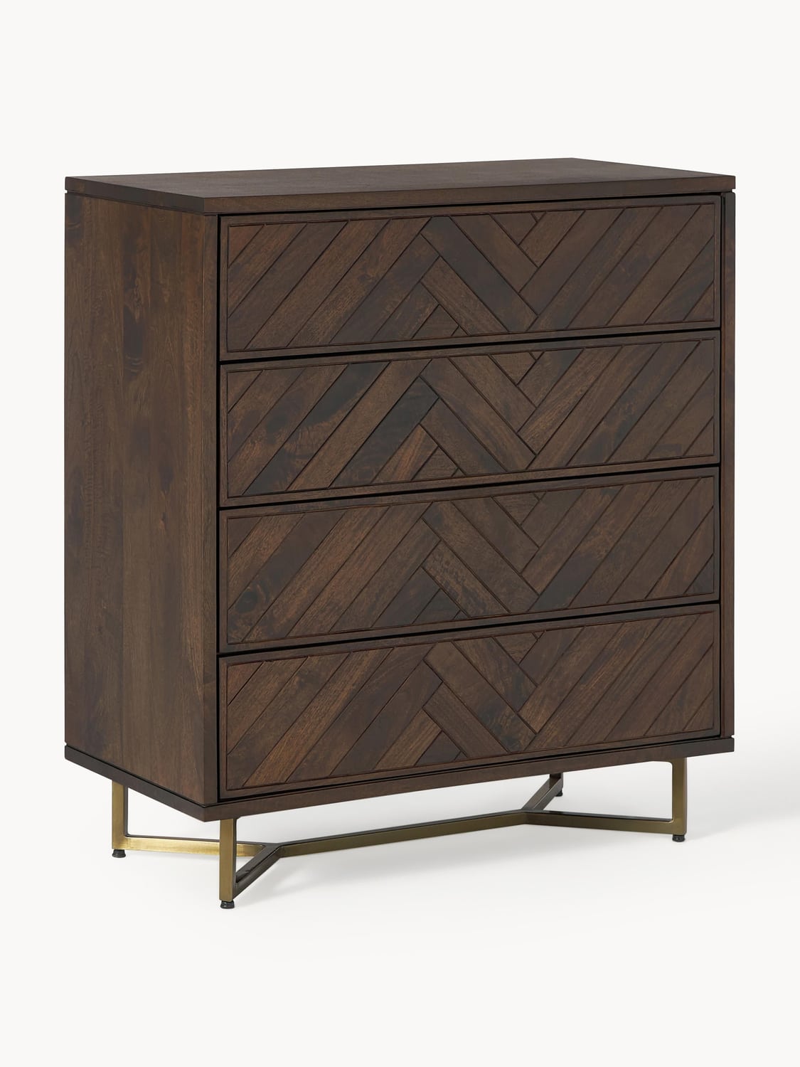 Luca Chest of Drawers in Mango Wood with Herringbone Pattern