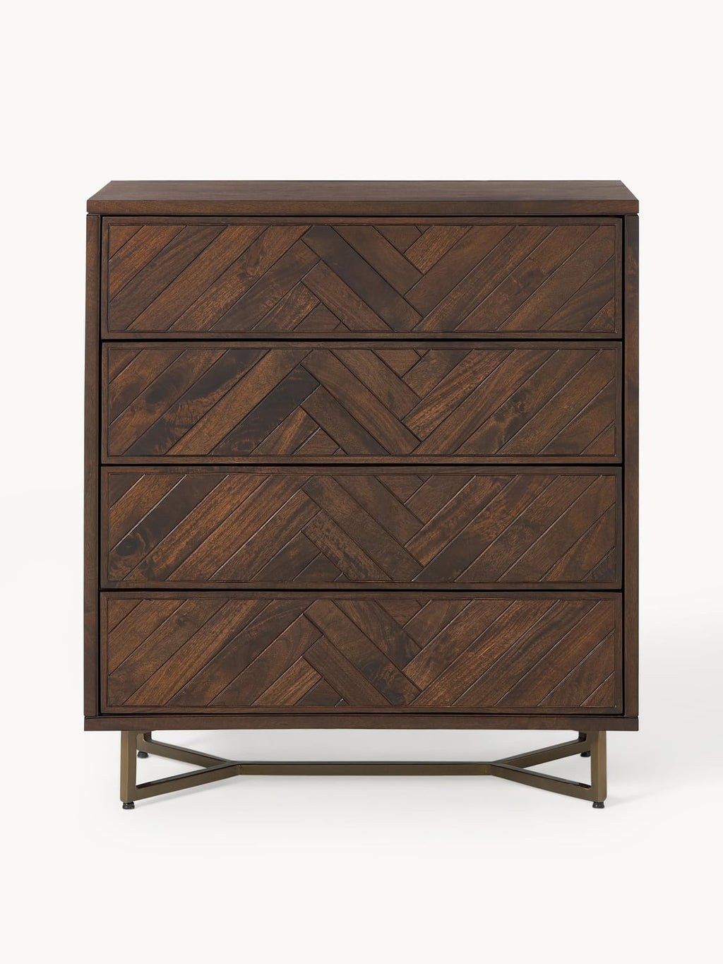 Luca Chest of Drawers in Mango Wood with Herringbone Pattern