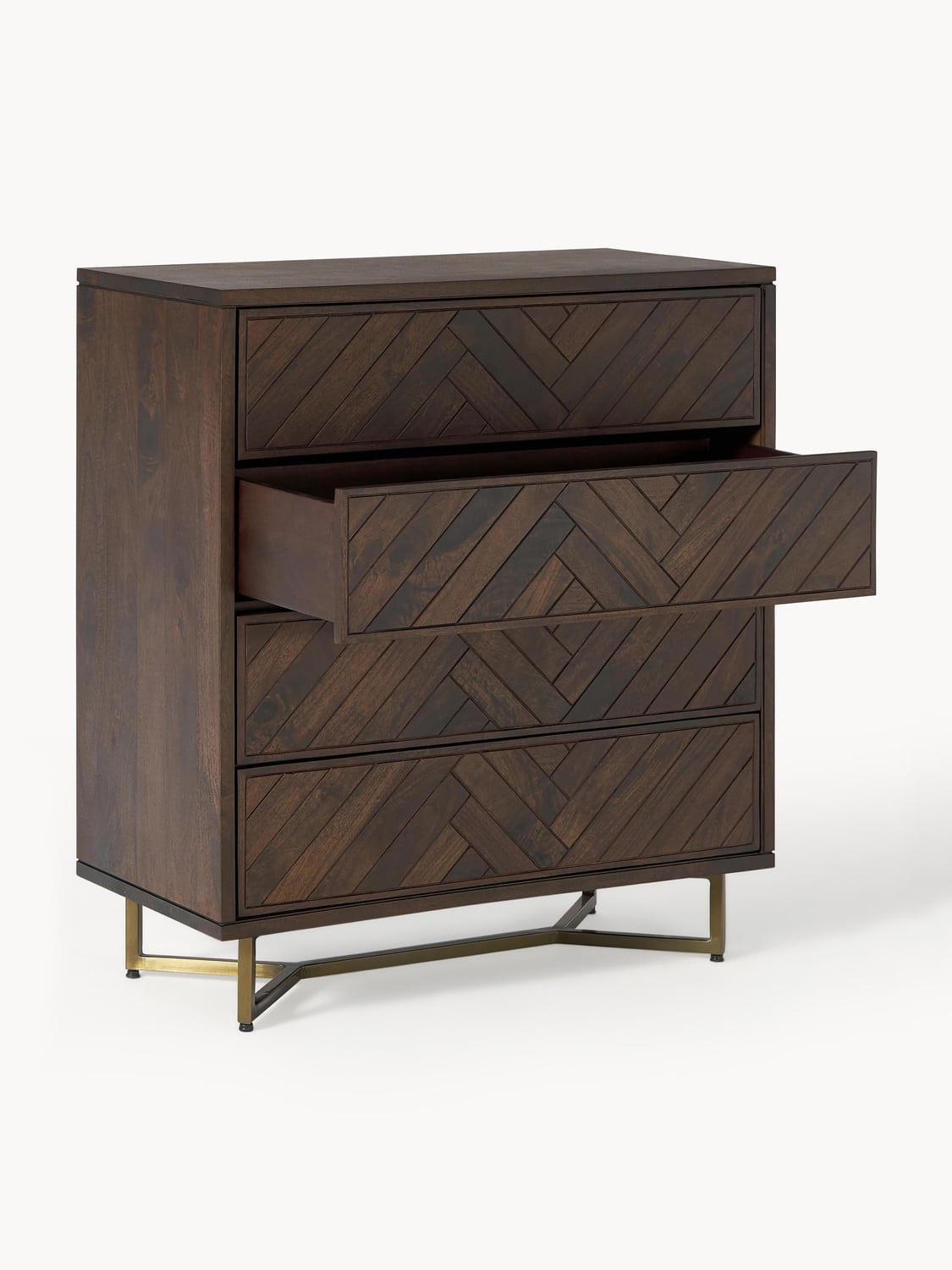 Luca Chest of Drawers in Mango Wood with Herringbone Pattern