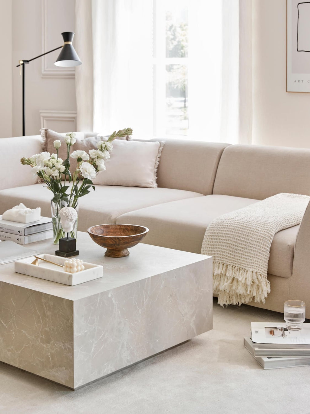 Lesley Coffee Table in Travertine Look